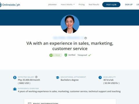 VA with an experience in sales, marketing, customer service