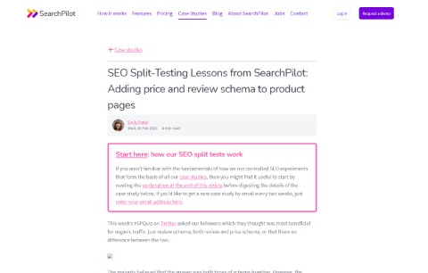 Adding price and review schema to product pages SEO Split Testing Lessons from SearchPilot