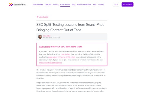 Bringing Content Out of Tabs SEO Split Testing Lessons from SearchPilot