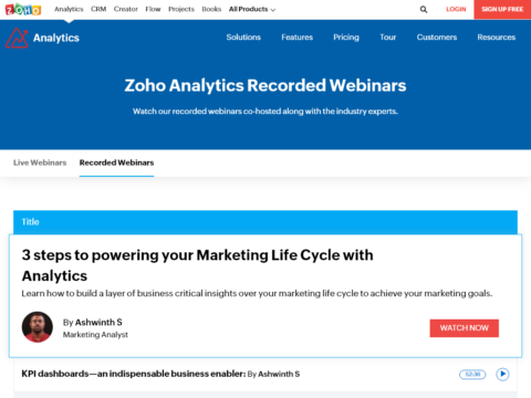Zoho Analytics Webinars
